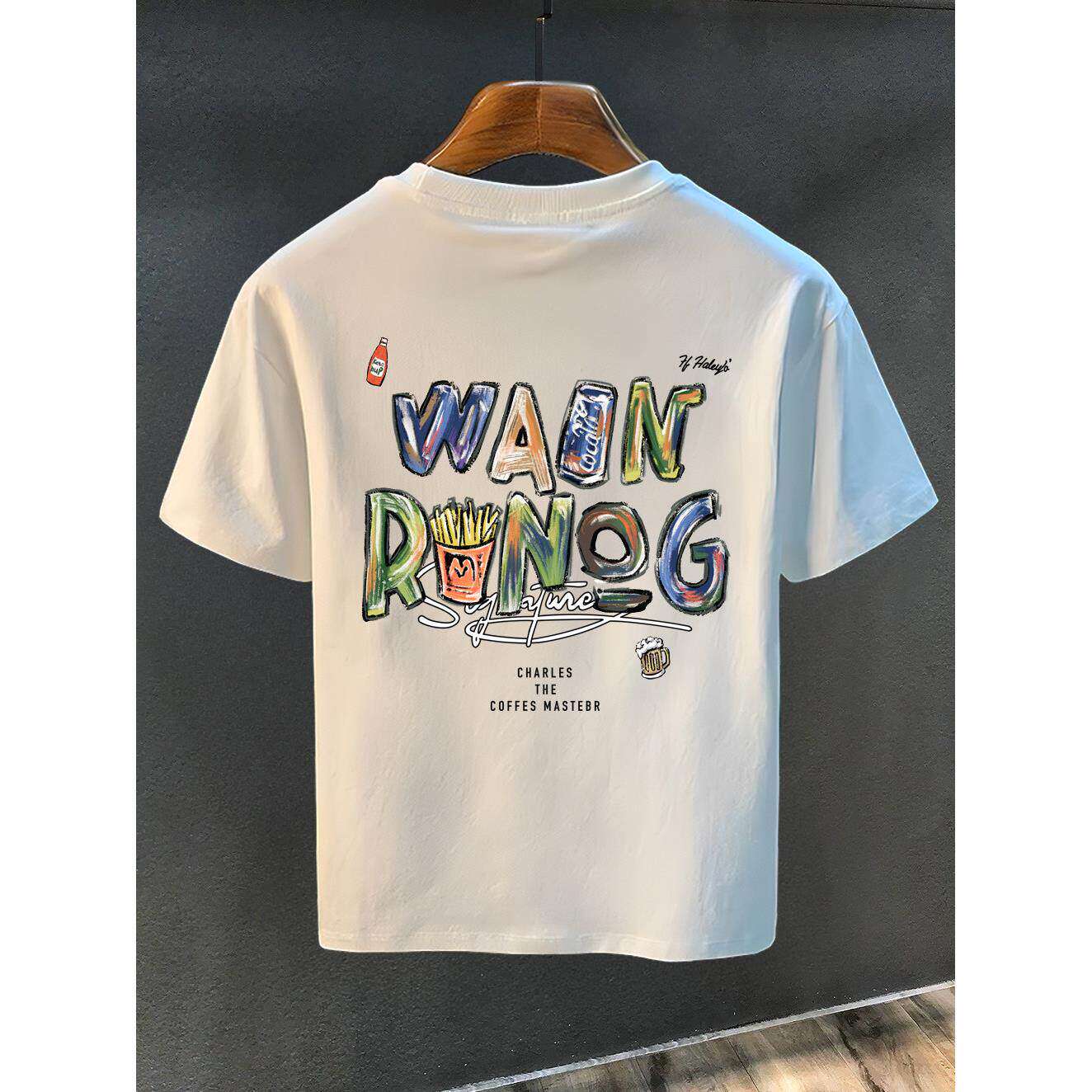 高端重磅纯棉短袖t恤男士夏季白色2026夏新款字母印花潮美式上衣