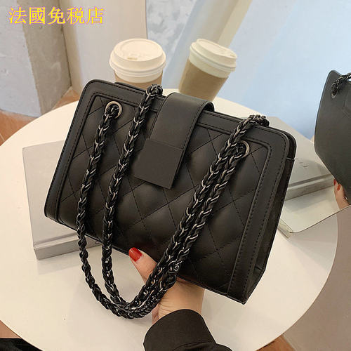 法国专柜正品DUDK女包斜挎包网红潮腋下百搭链条菱格真皮单肩包