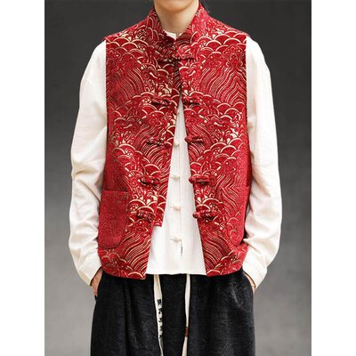 【MK专柜】MAGICAL KUDOS~马甲男中国风提花无袖坎肩汉服背心外套