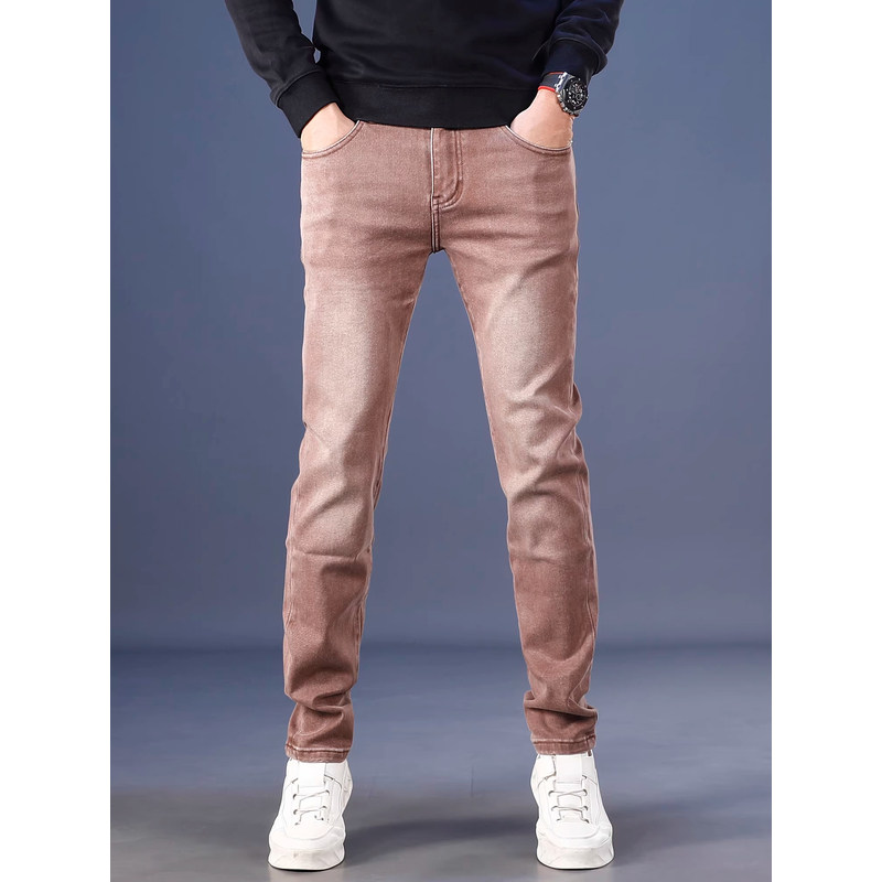 法国高端工艺水洗牛仔裤男小脚修身弹力纯色潮流百搭秋季新款休闲