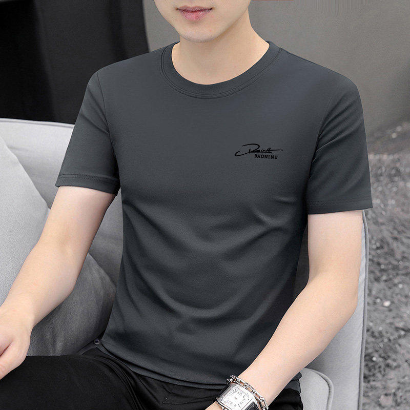 高端短袖t恤男2026新款夏季透气圆领上衣服潮流印花半袖体恤衫