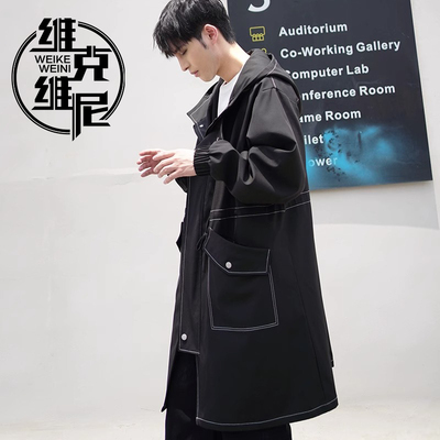 中长款风衣外套男潮牌2025秋冬新款韩版潮流休闲帅气连帽宽松大衣
