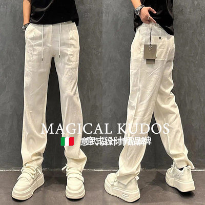 【MK专柜】MAGICAL KUDOS~亚麻休闲裤男春夏宽松直筒松紧腰阔腿裤