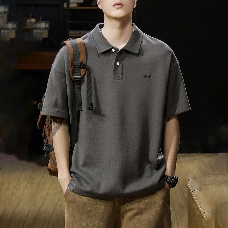潮牌it neith BIAS美式复古重磅短袖POLO衫男夏季宽松大码翻领T恤