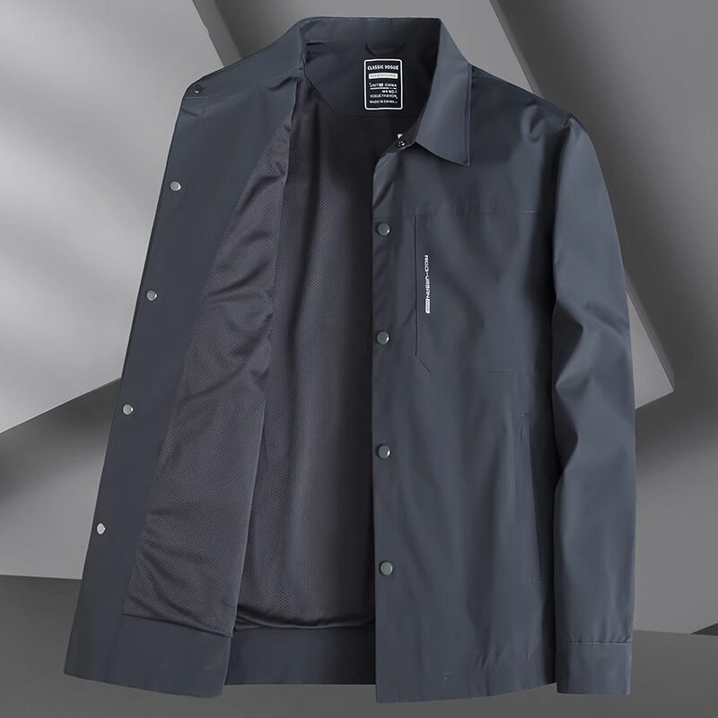 高端行政夹克男春秋季2025新款宽松高端商务休闲大码男士翻领外套