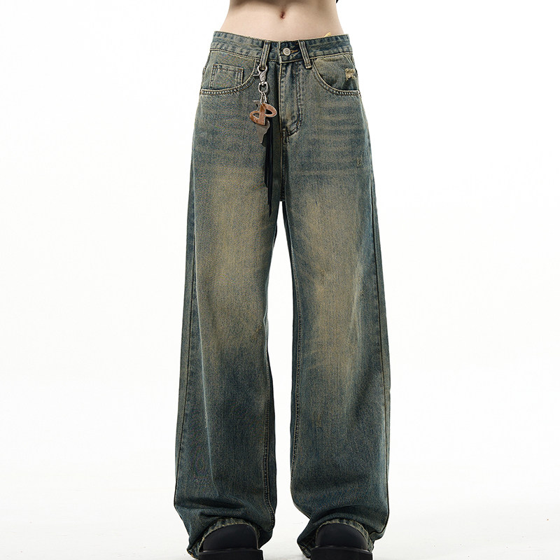 MUSONMU美式cleanfit休闲直筒阔腿牛仔裤男复古vintage宽松长裤子