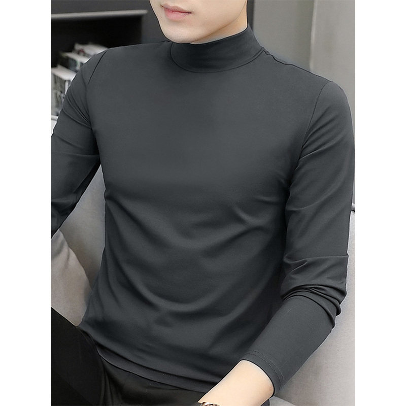 半高领打底衫男士秋冬莫代尔加绒保暖德绒秋衣中领内搭长袖t恤cx