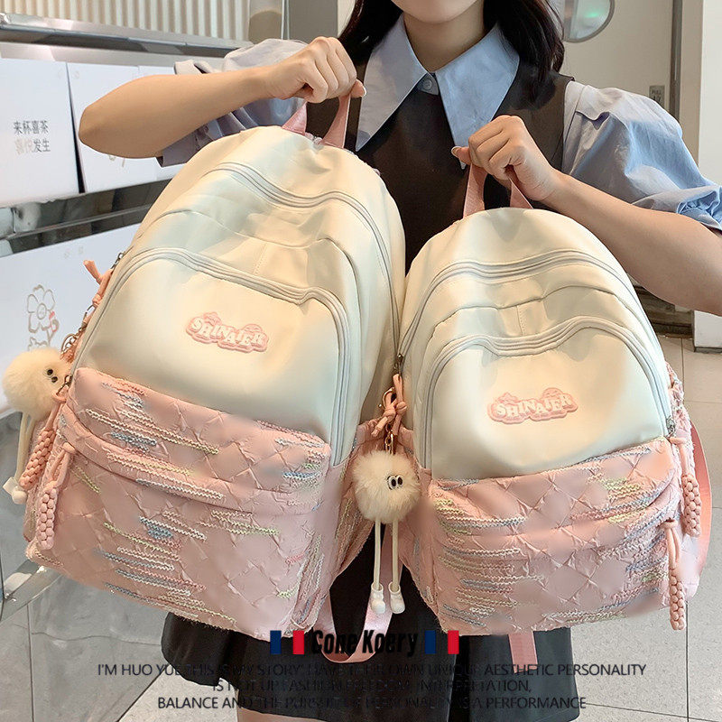 法国儿童书包女生小学生初中生高中女孩小背包多层高颜值双肩包