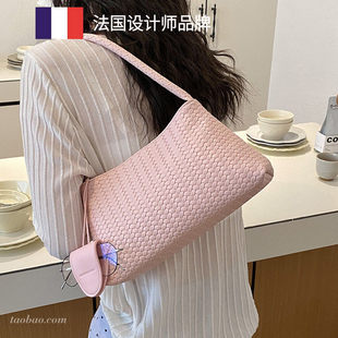 法国MK NB专柜正品 编织纹女包2026新款百搭单肩腋下包外出小拎包