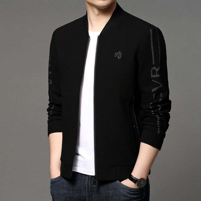 夹克外套男春秋季休闲潮牌2025新款高端针织商务棒球服春秋款男装