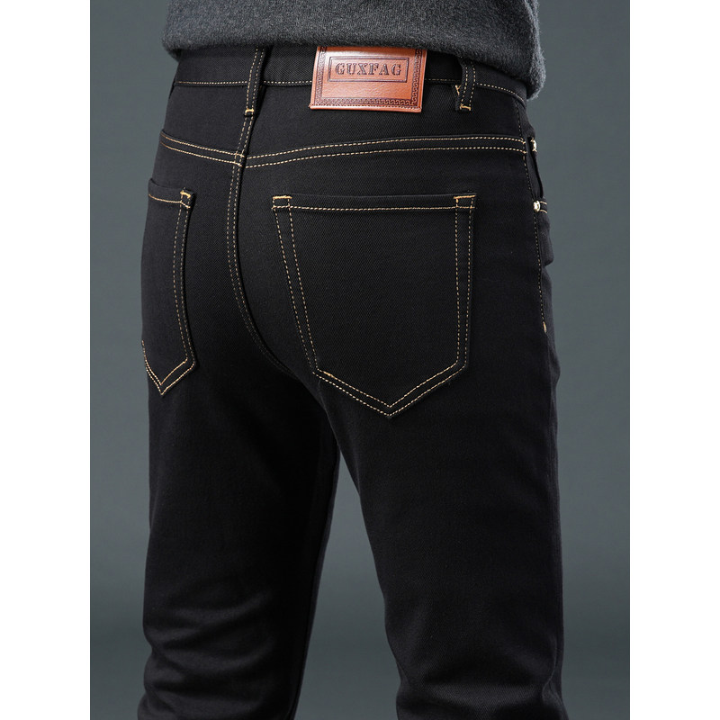 法国品牌高端黑色九分牛仔裤男秋冬款修身弹力小脚2025年夏款休闲