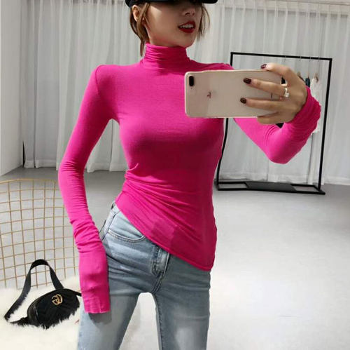 新款韩版高领打底百搭紧身T恤