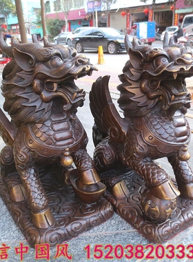 纯铜仿古带翅膀财富飞天麒麟