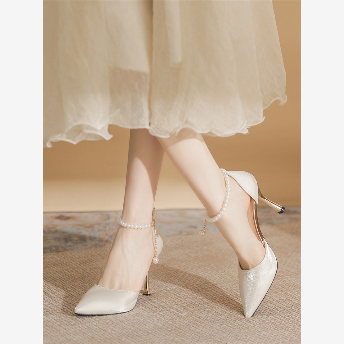 高跟鞋女包头凉鞋细跟中