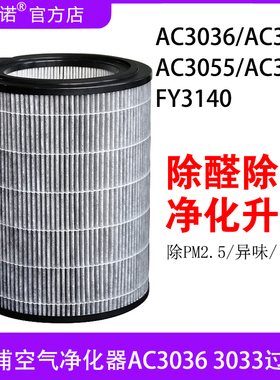 适配飞利浦空气净化器AC3036 3033 AC3055 3058过滤网FY3140滤芯