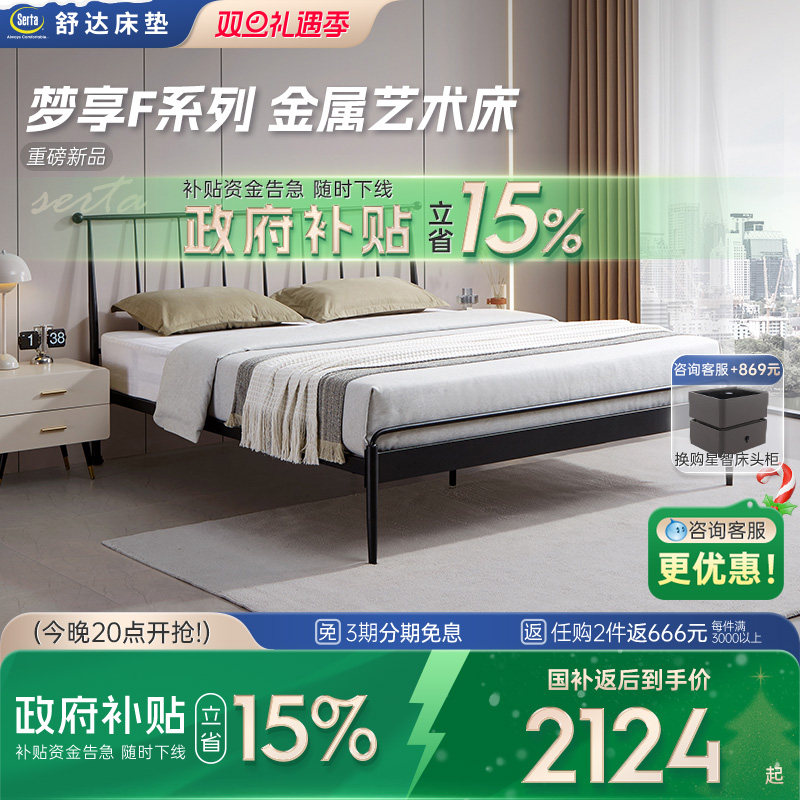 Serta/舒达 现代简约法式铁艺公主风家用铁艺床双人床金属艺术床