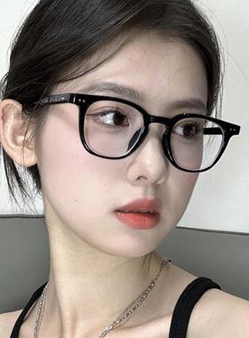 复古黑框眼镜框女款早八素颜圆脸高级感学生防蓝光小脸近视镜框架