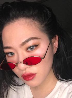 椭圆小框国潮千禧风男女红色墨镜