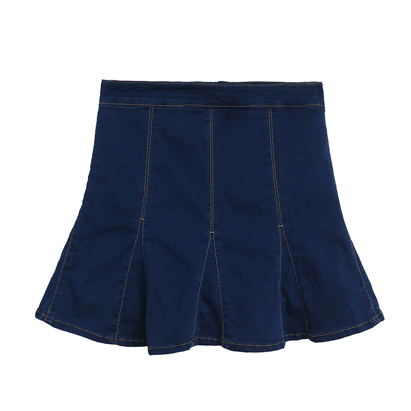 外贸夏季高腰牛仔半身裙拉链时尚性感大摆裙防走光短裙a子裙裤裙