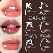 唇钉免打孔个性 无洞唇夹C形朋克风假唇环钛钢狼牙恶魔钉辣妹唇钉