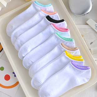 白色袜子女短袜春夏季 吸汗透气低帮船袜 棉袜薄款