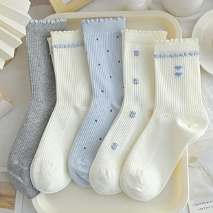 袜子女中筒棉袜秋冬季 可爱JK洛丽塔袜学生袜堆堆袜ins潮2025新款