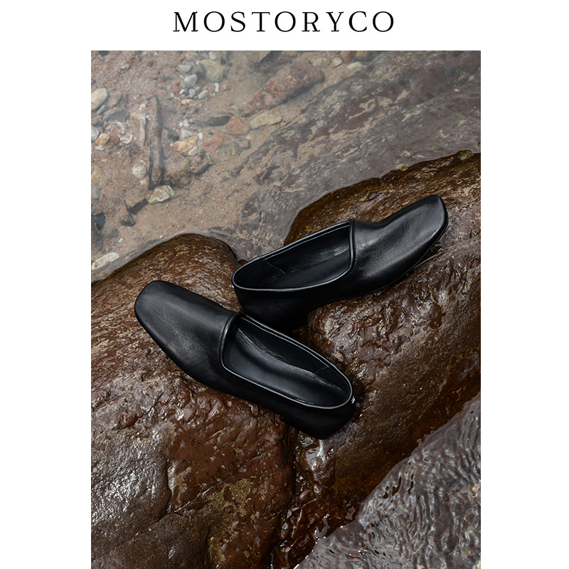 进口意大利软羊皮平底一脚蹬单鞋