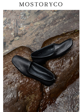 Mostoryco|意大利GAIERA原厂手工纳帕羊皮复古深口单鞋方头平底鞋
