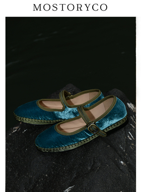 Mostoryco|重磅真丝丝绒单鞋女25秋复古玛丽珍奶奶鞋适圆头平底鞋