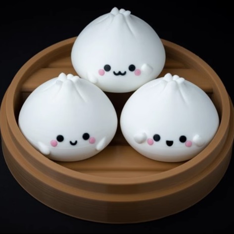 3D没事打着玩可爱小笼包家族摆件