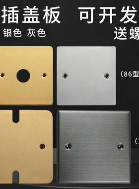 120不锈钢灰色地插盖板配件防尘地插保护盖罩装饰封板盲板空白板8