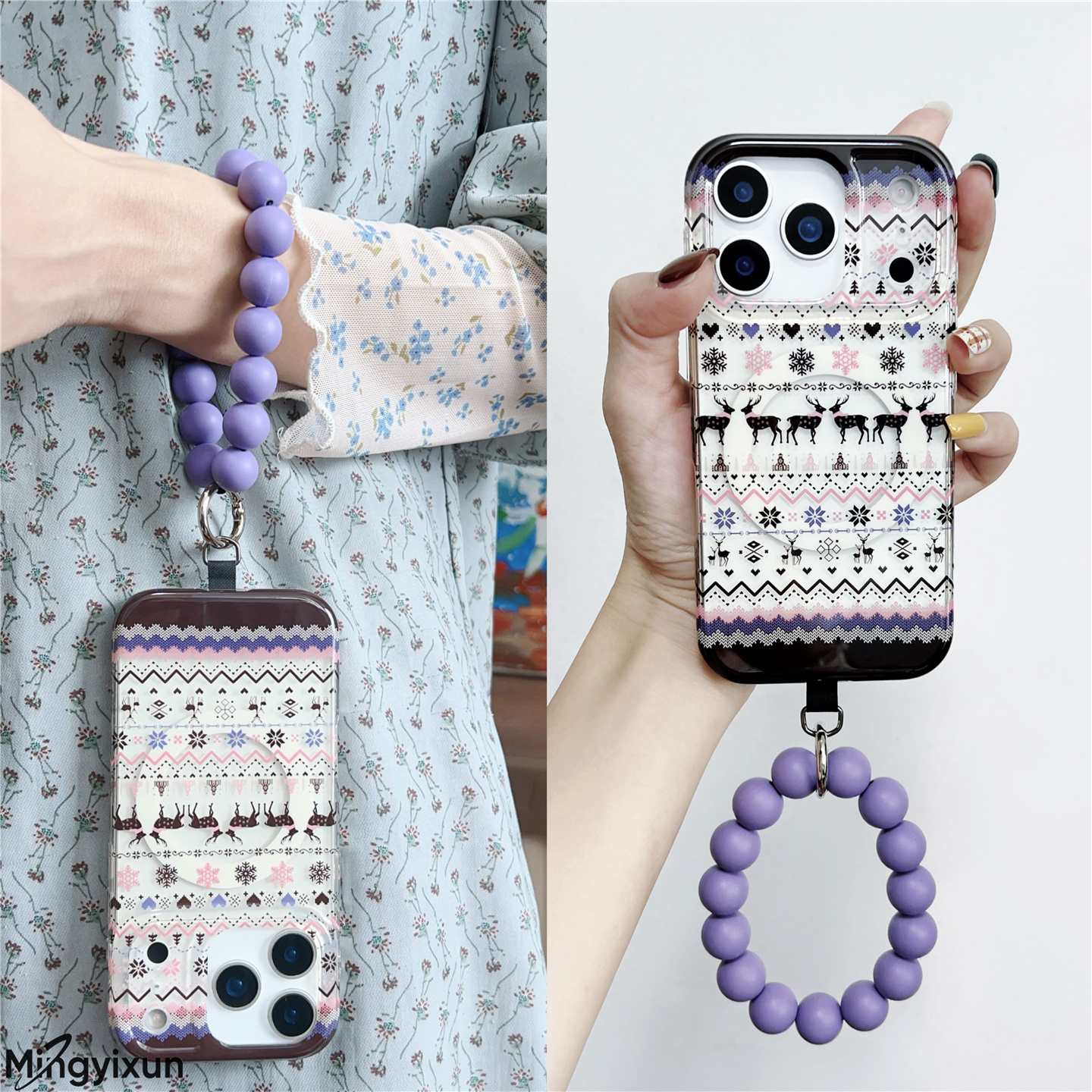 适用苹果16promax雪人小鹿手机壳