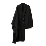 BLACKXPOET单层设计风西装不对称简约单边袖斗篷西服高级小众外套
