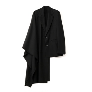 BLACKXPOET单层设计风西装 斗篷西服高级小众外套 不对称简约单边袖