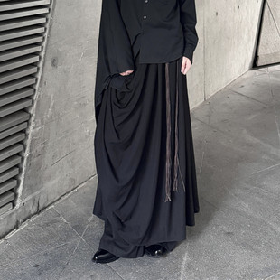 BLACKXPOET波浪分层裙裤 子百搭 垂感高级感一体假两件不规则叠穿裤
