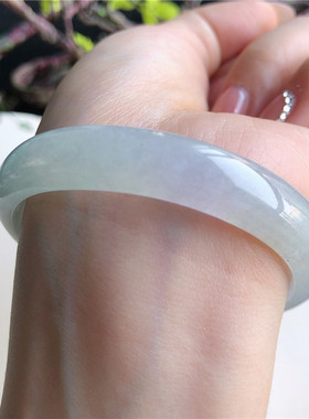 12月新品 天然翡翠54圈口冰种水润白冰贵妃手镯正品1B31207