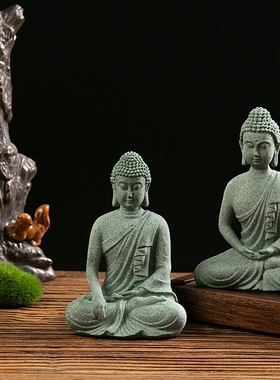 仿石佛像摆件禅意工艺品