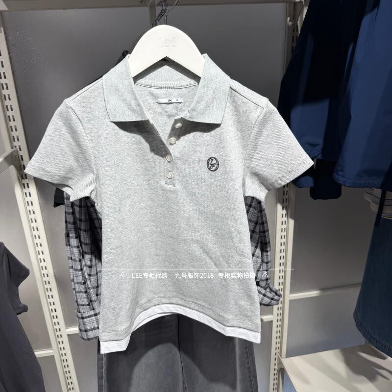 Lee正品2026新款女士翻领绣标短袖POLO衫LWT012128207647-A09348