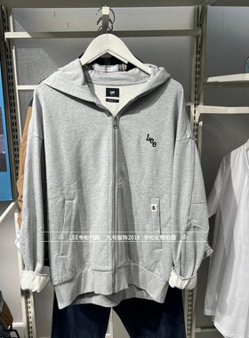 Lee正品 2025秋款男士logo绣标灰连帽卫衣LMT011107209268-A09348