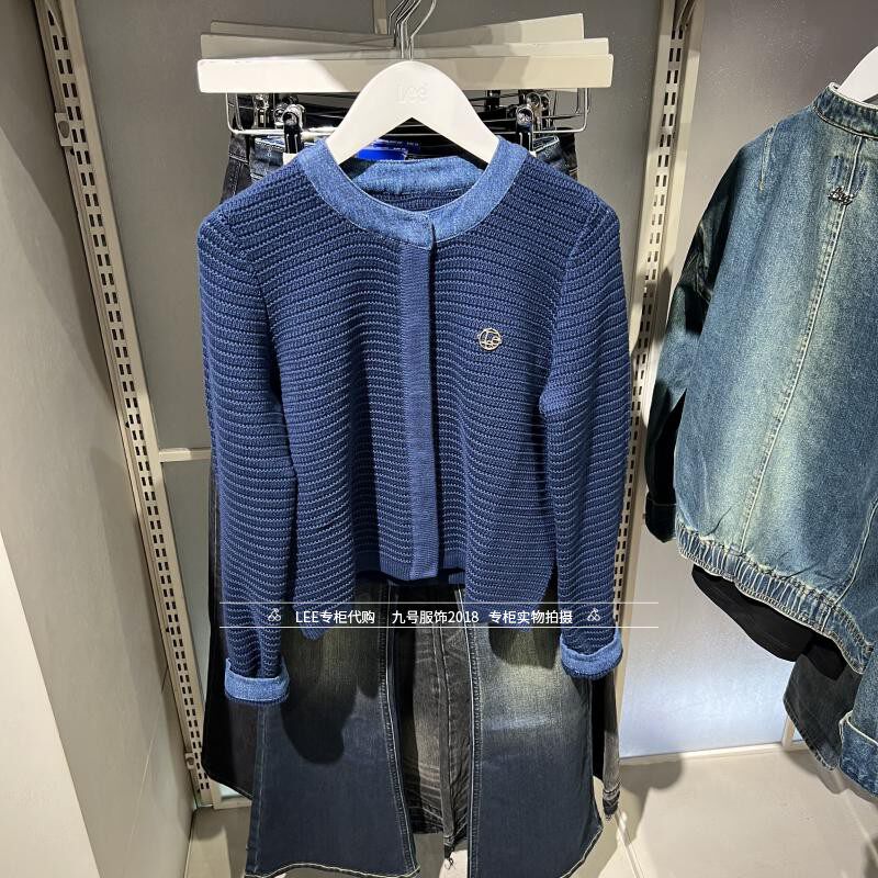 Lee正品 2025春季女士蓝色开衫毛衣针织衫LWT010192207666-A05179