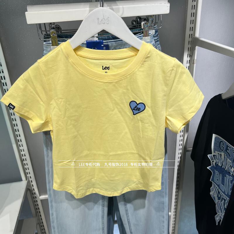 Lee正品2025新款女士短款爱心绣标短袖T恤LWT0102603RT00F-A07956