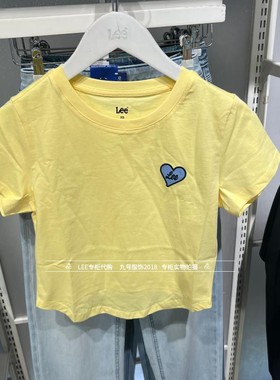 Lee正品2025新款女士短款爱心绣标短袖T恤LWT0102603RT00F-A07956