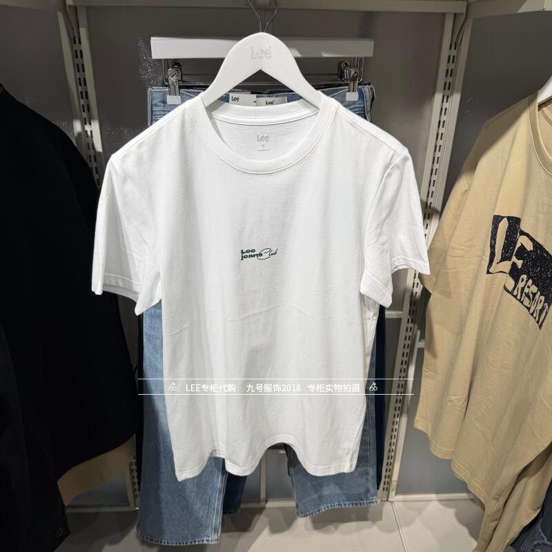 Lee正品2026新款男士圆领白色纯棉短袖T恤LMT011865211000-K14000