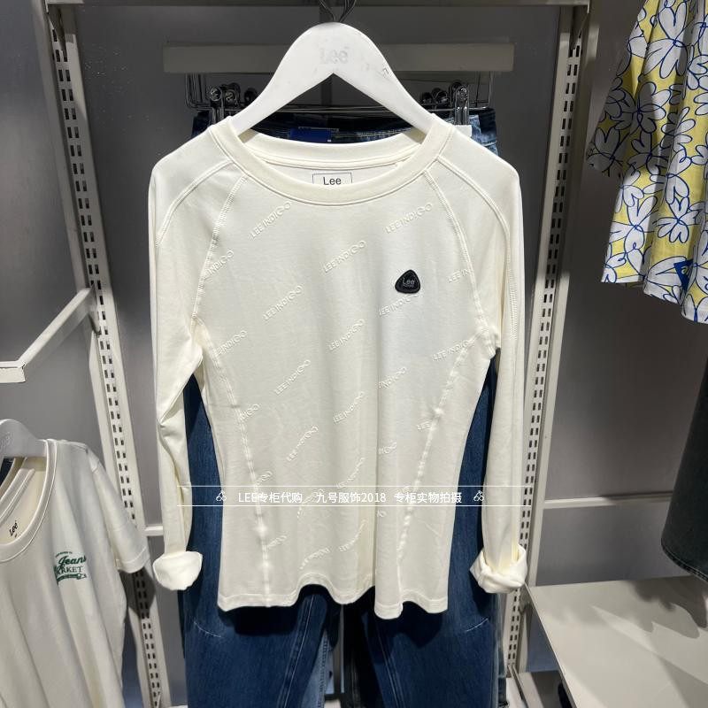 Lee正品2025新款女士满印纯棉打底长袖T恤LWT011269207754-K15000
