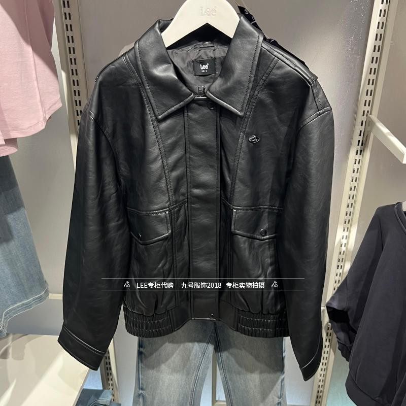 Lee正品 2025秋冬女士机车风PU皮夹克外套LWT011377203458-K11000
