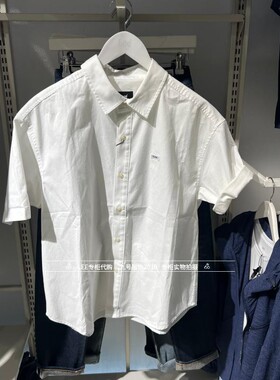 Lee正品 2025秋款男士宽松纯棉白短袖衬衫LMT011176100322-K14000