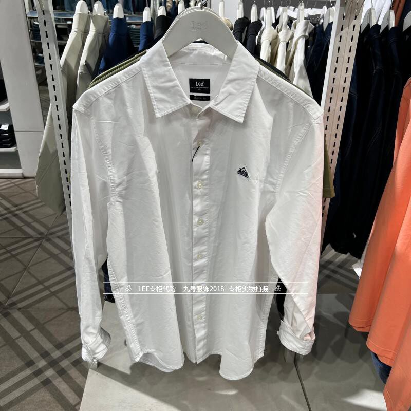 Lee专柜正品2024款男士白色长袖休闲衬衫 LMT006570T1200F-K14000