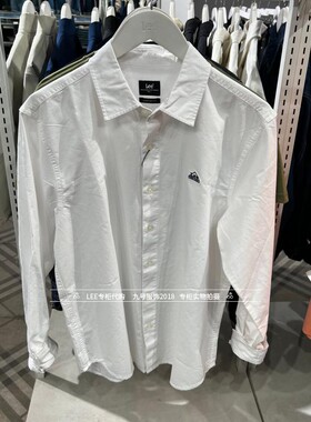 Lee专柜正品2024款男士白色长袖休闲衬衫 LMT006570T1200F-K14000
