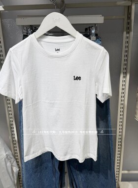 Lee正品2026新款女士LOGO刺绣纯棉短袖T恤LWT012538211000-K14000