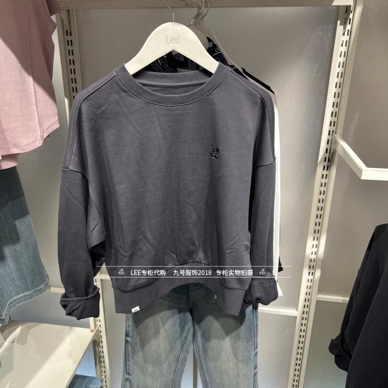 Lee正品2025秋冬款女士绣标宽松套头卫衣LWT011369207728-A09122